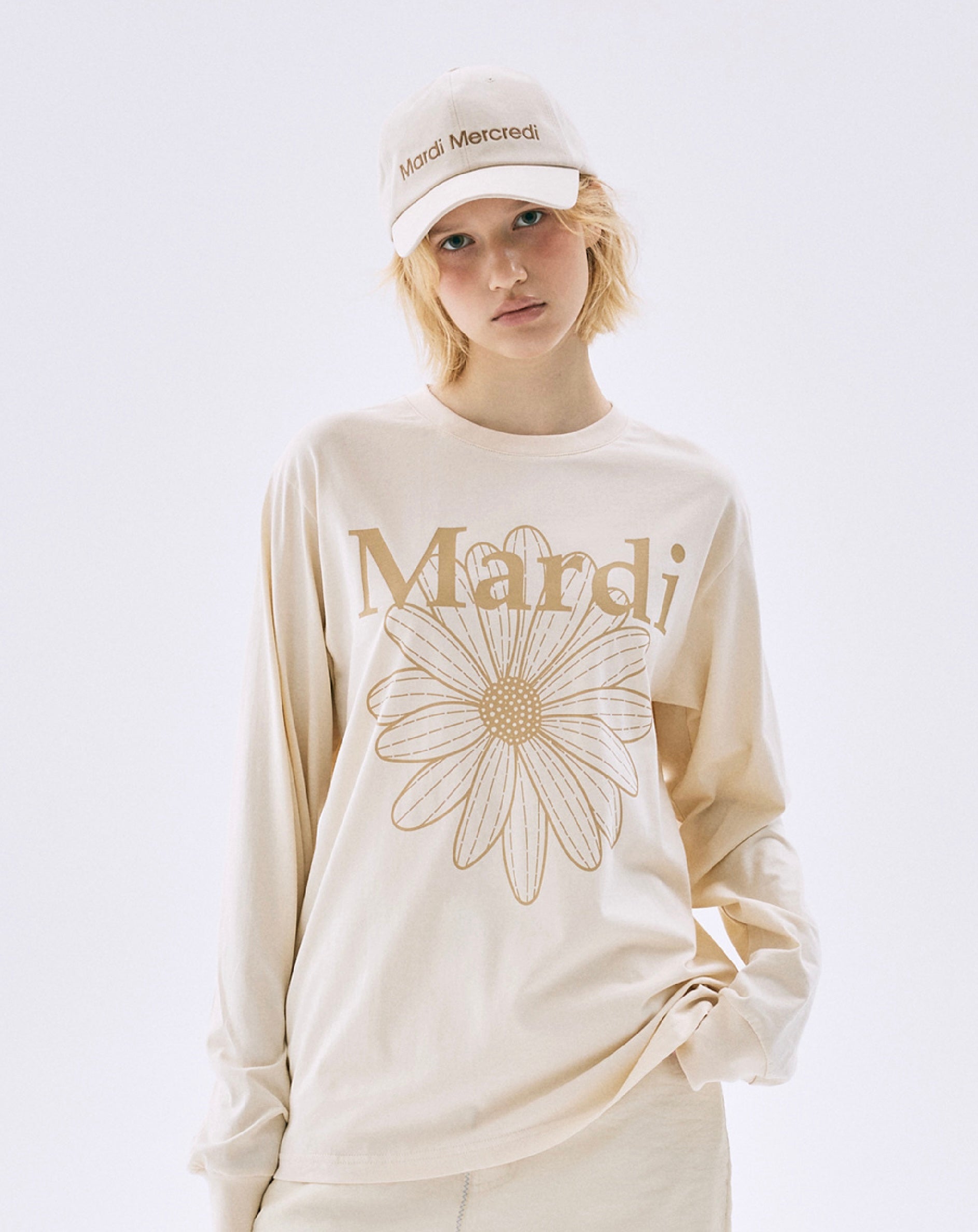 TSHIRT LONG SLEEVE FLOWERMARDI_BUTTER PEANUT