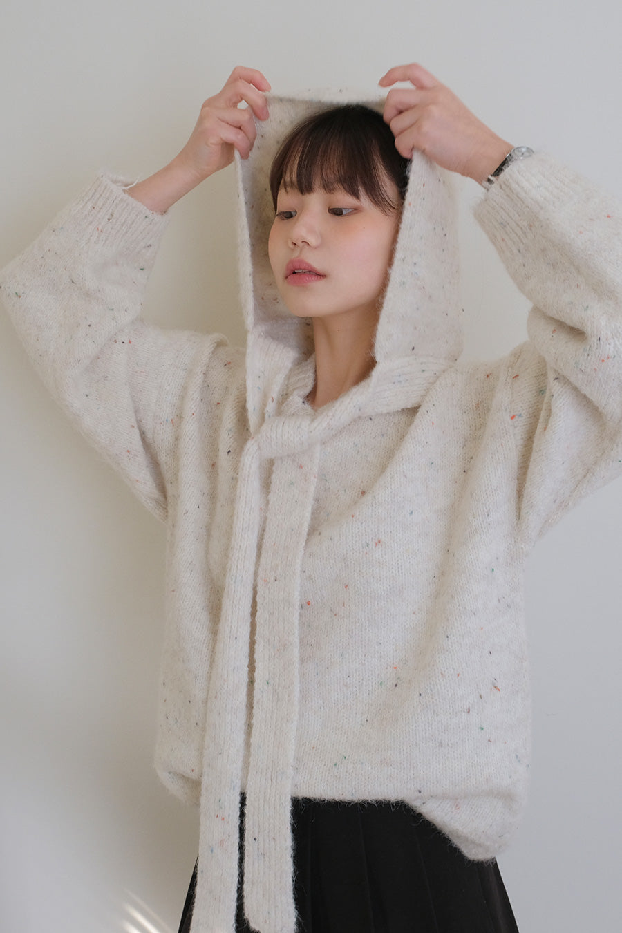 Nep V-neck Knit Balaclava Set (2 colors)