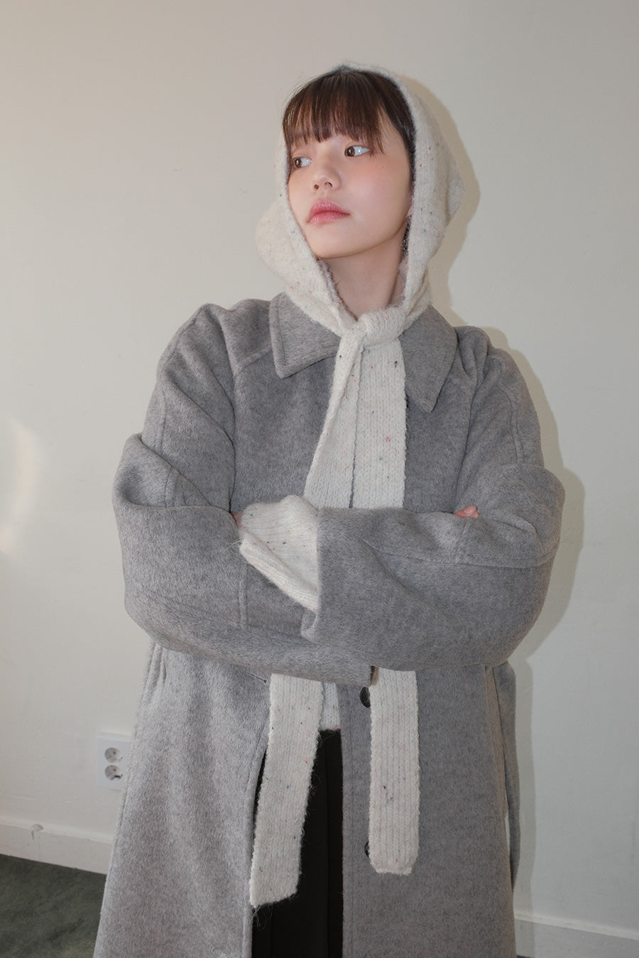 Nep V-neck Knit Balaclava Set (2 colors)