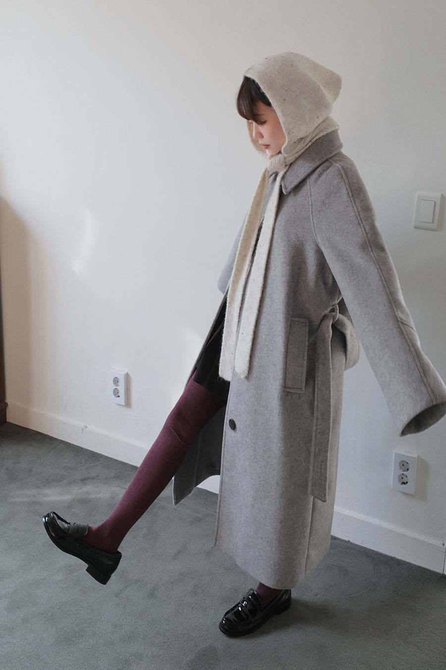 Nep V-neck Knit Balaclava Set (2 colors)