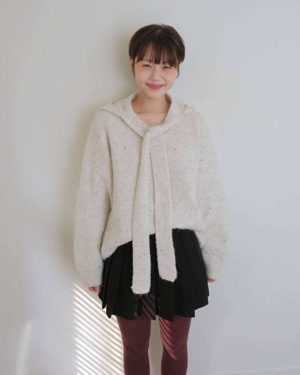 Nep V-neck Knit Balaclava Set (2 colors)