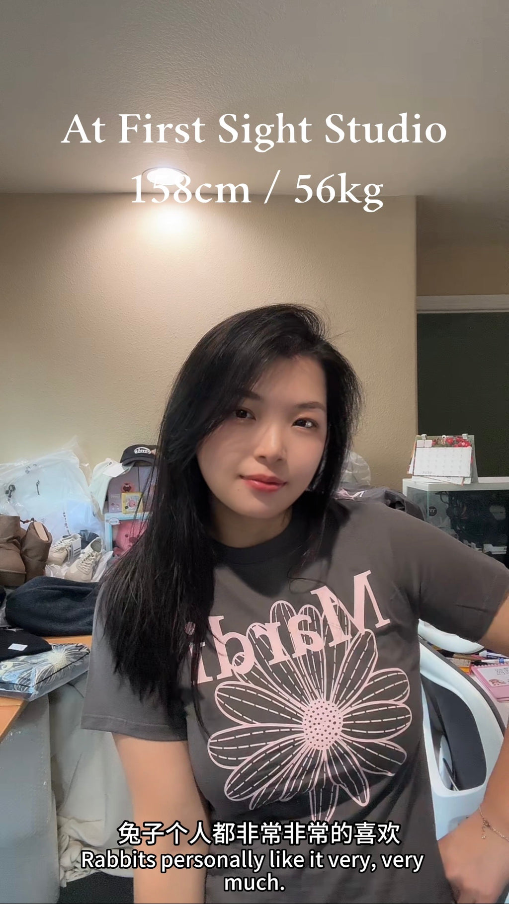 SLIM TSHIRT FLOWERMARDI_CHARCOAL PALEPINK