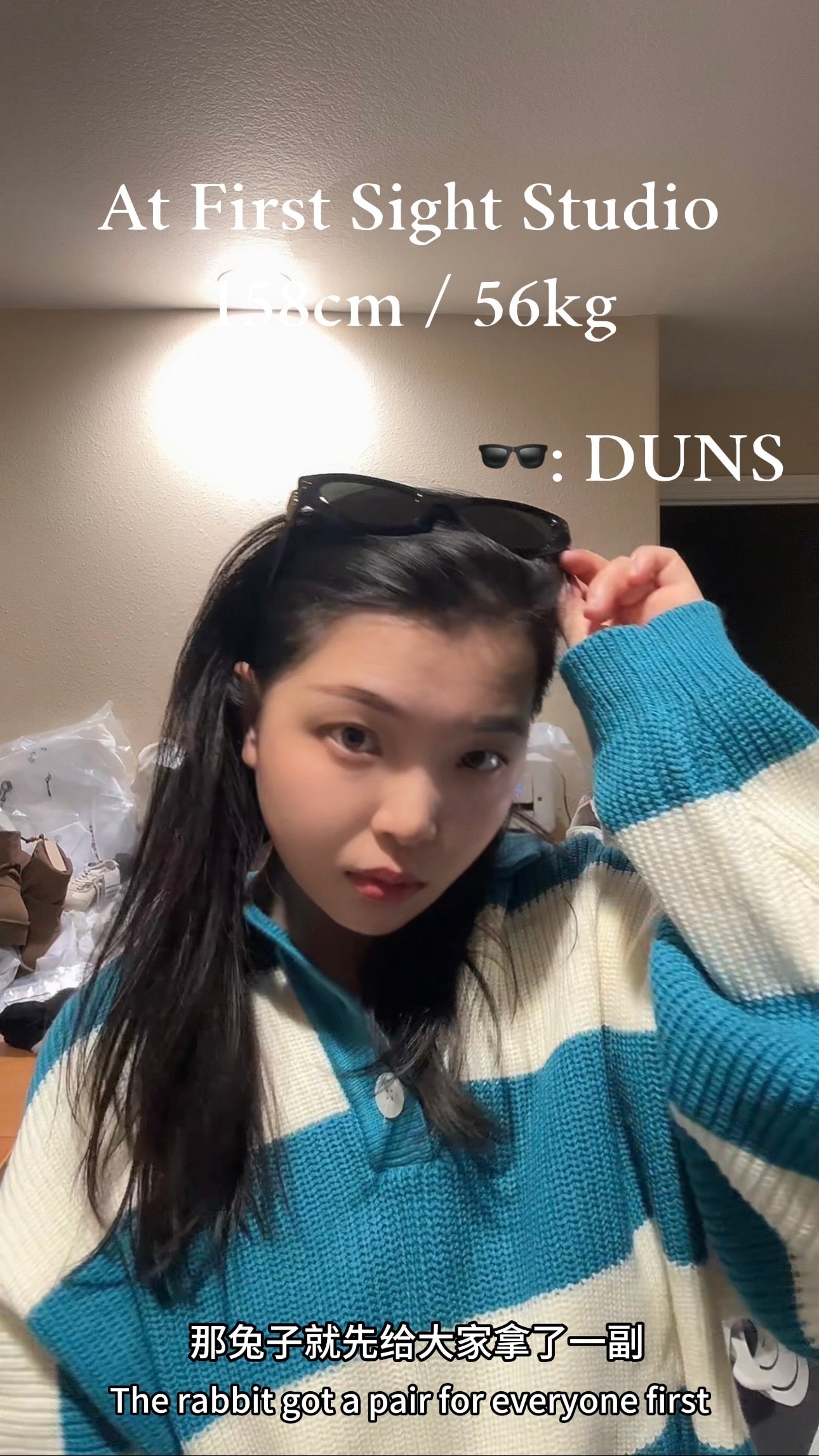 Made in Korea, Sweater, Blue and White