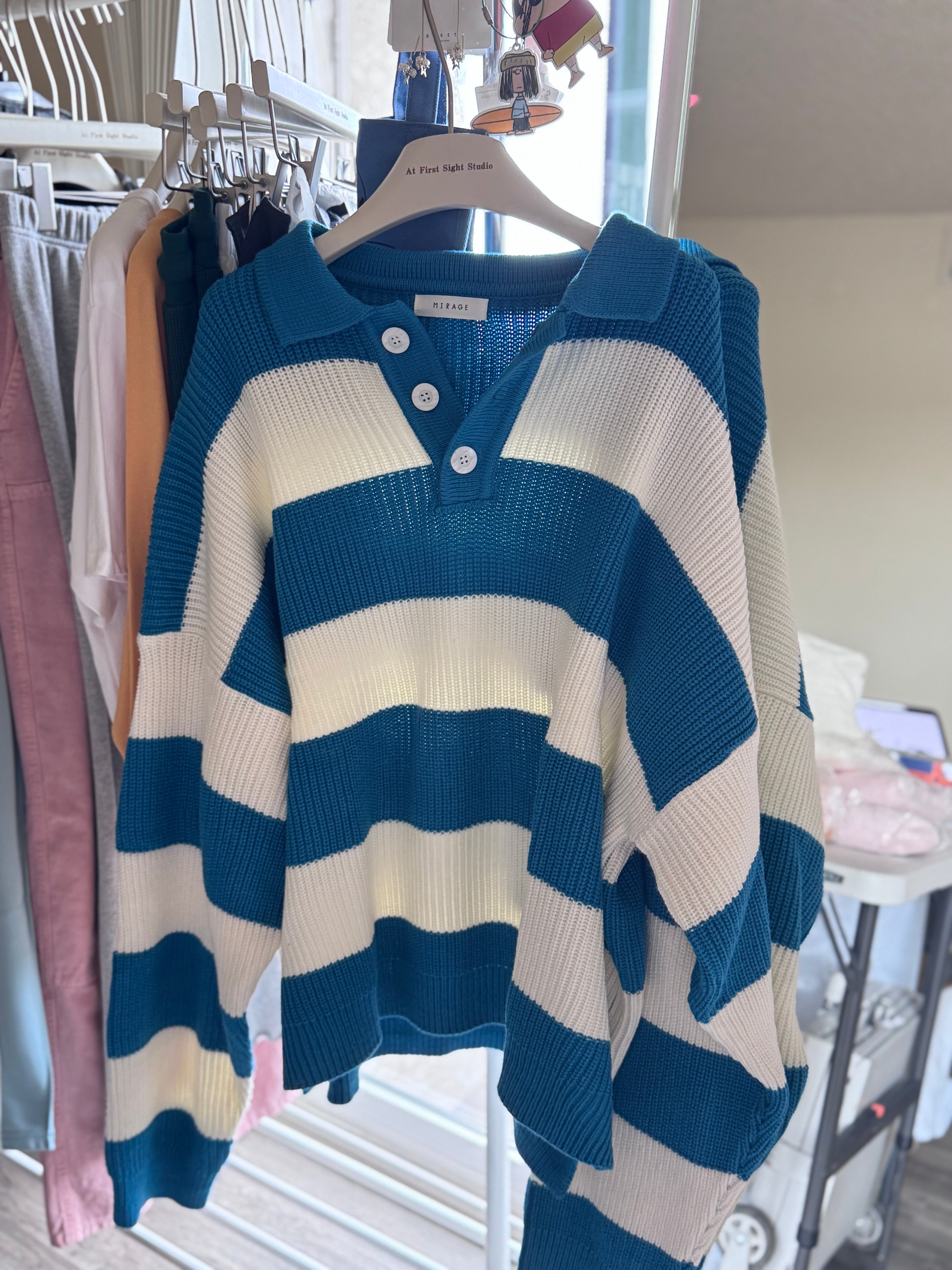 Made in Korea, Sweater, Blue and White