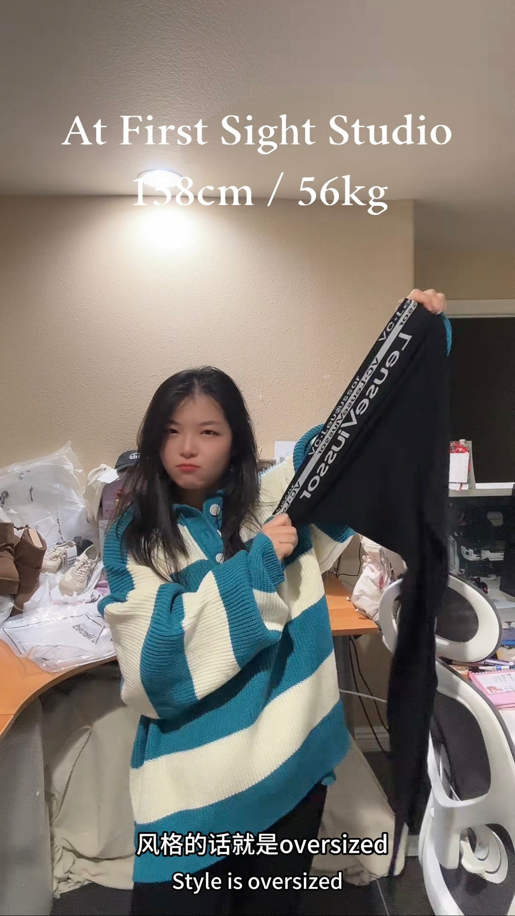 Made in Korea, Sweater, Blue and White