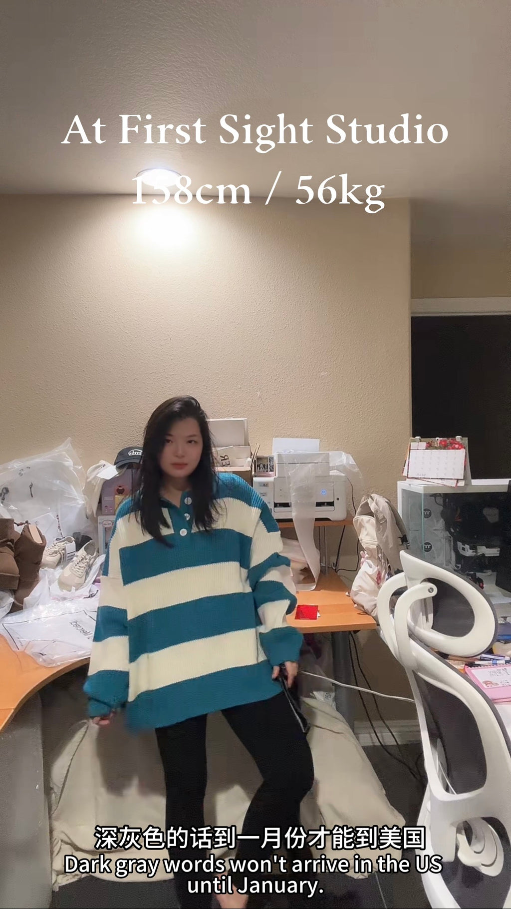 Made in Korea, Sweater, Blue and White