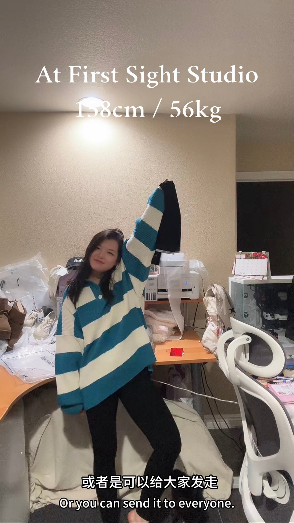 Made in Korea, Sweater, Blue and White