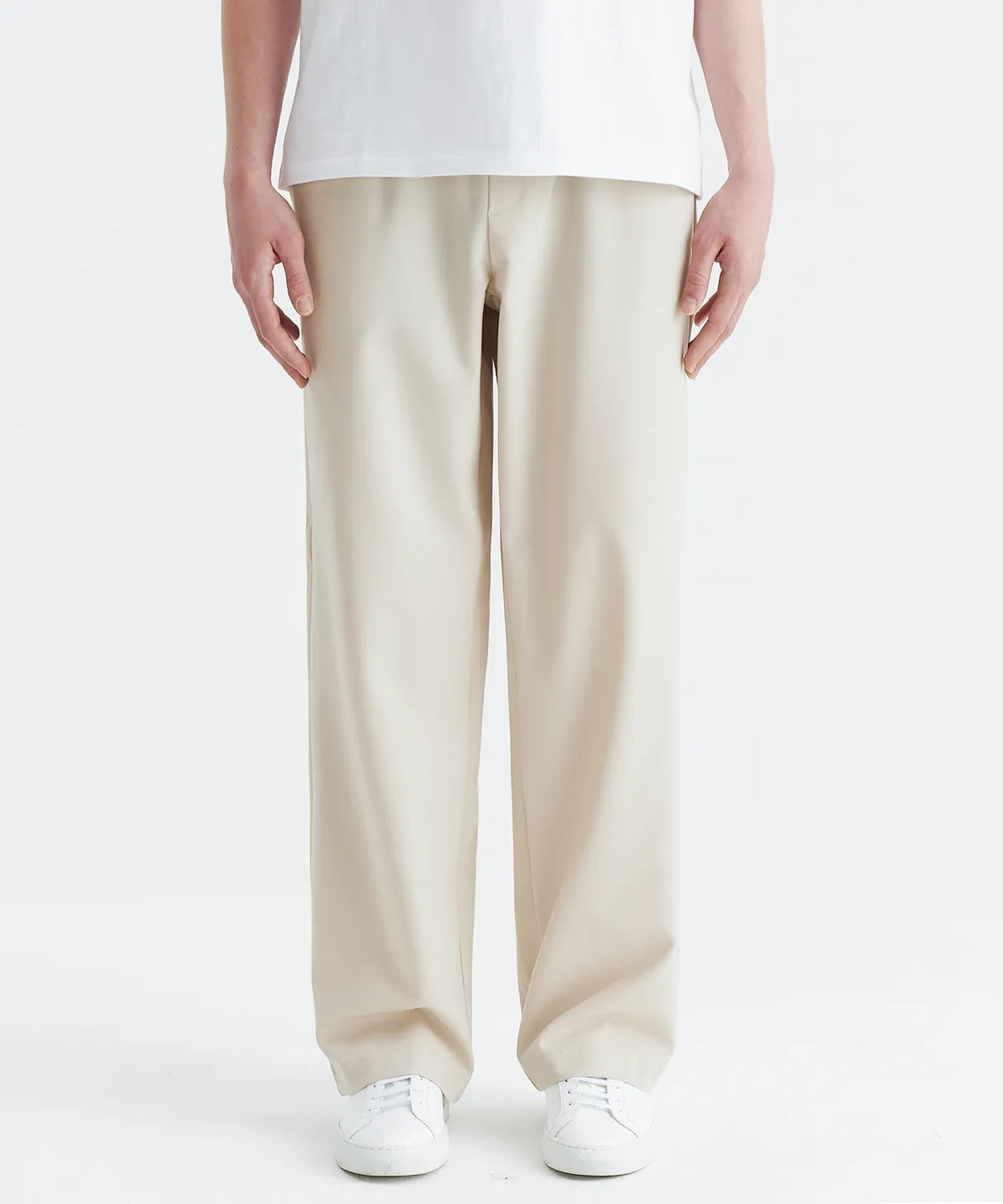 Unisex Semi-Wide Banding Slacks, Cream