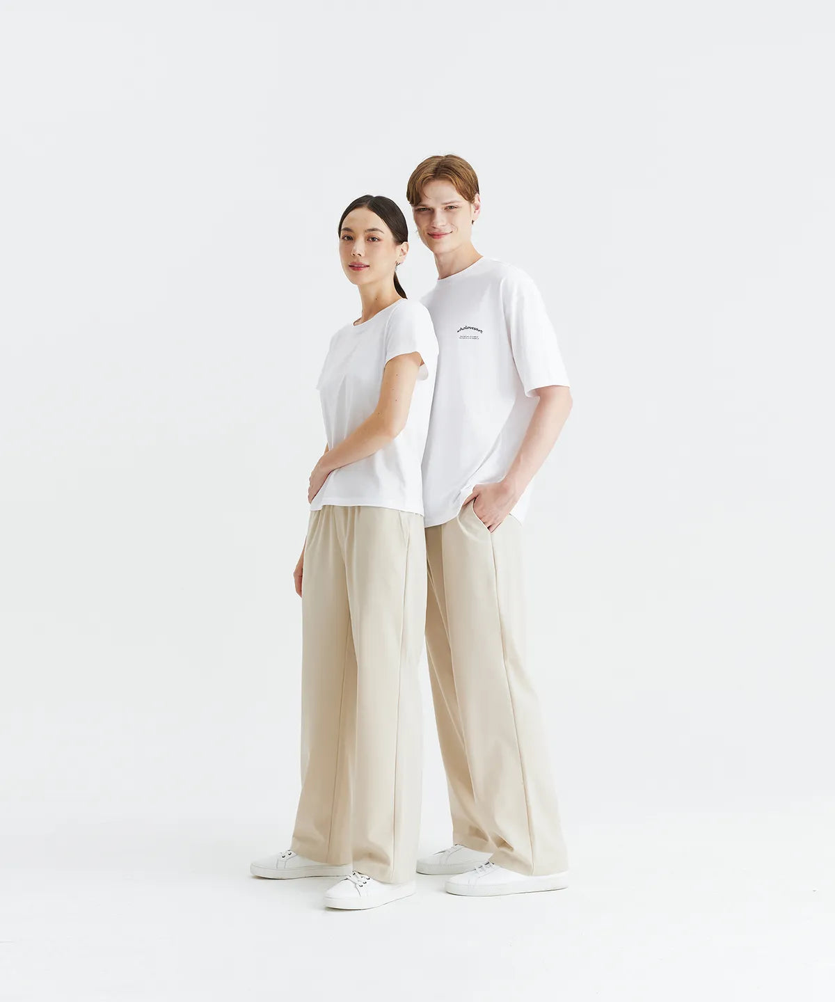 Unisex Semi-Wide Banding Slacks, Cream