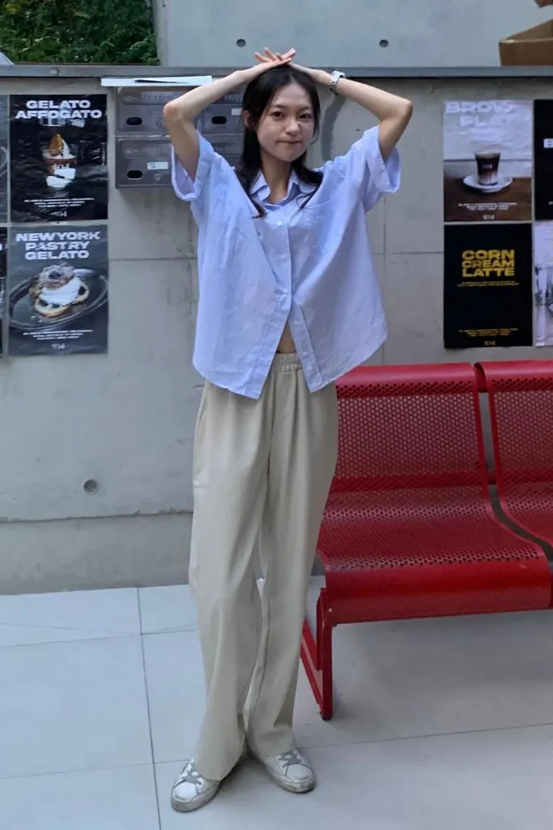 Unisex Semi-Wide Banding Slacks, Cream