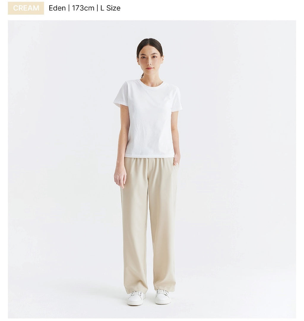 Unisex Semi-Wide Banding Slacks, Cream