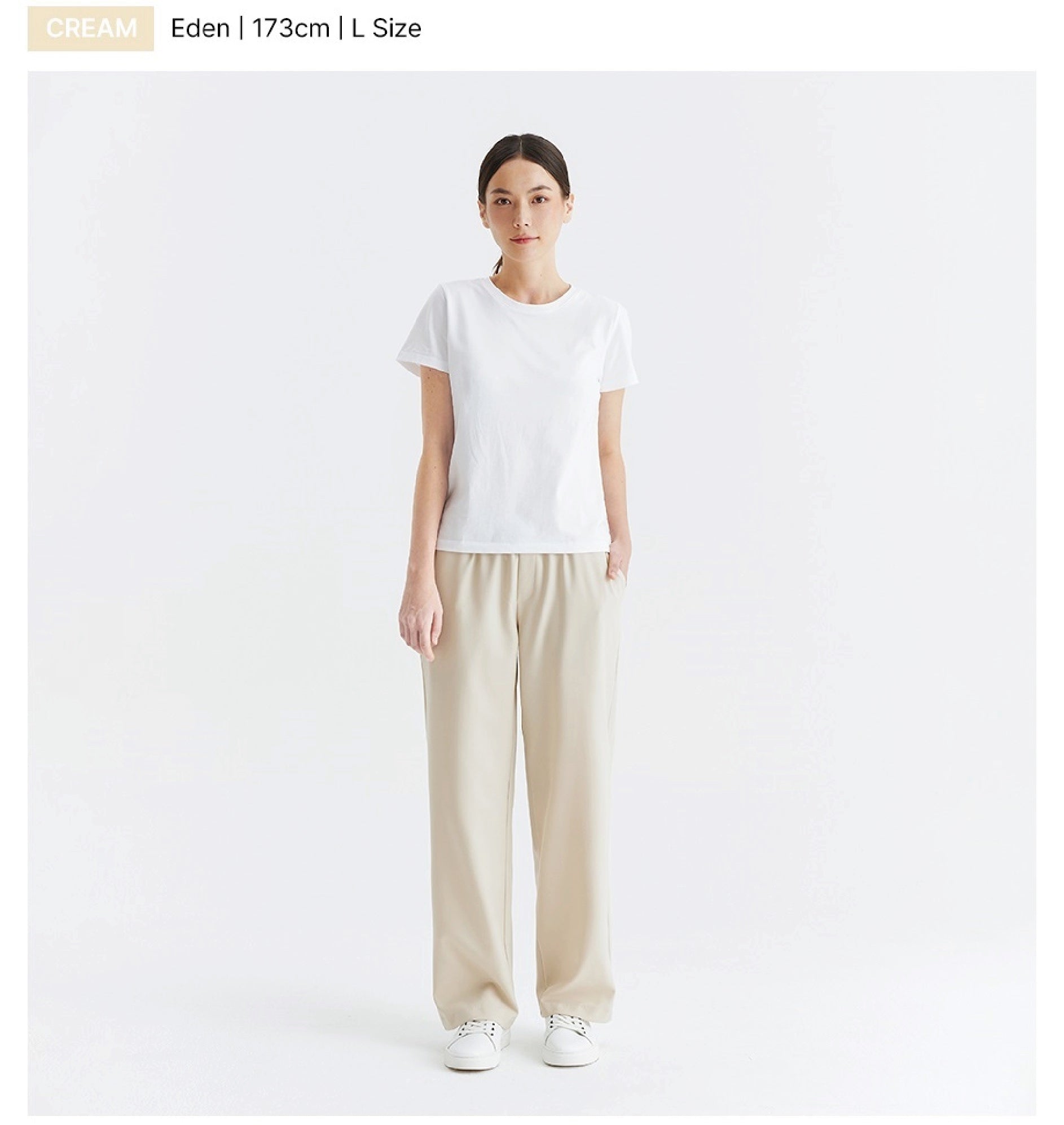 Unisex Semi-Wide Banding Slacks, Cream
