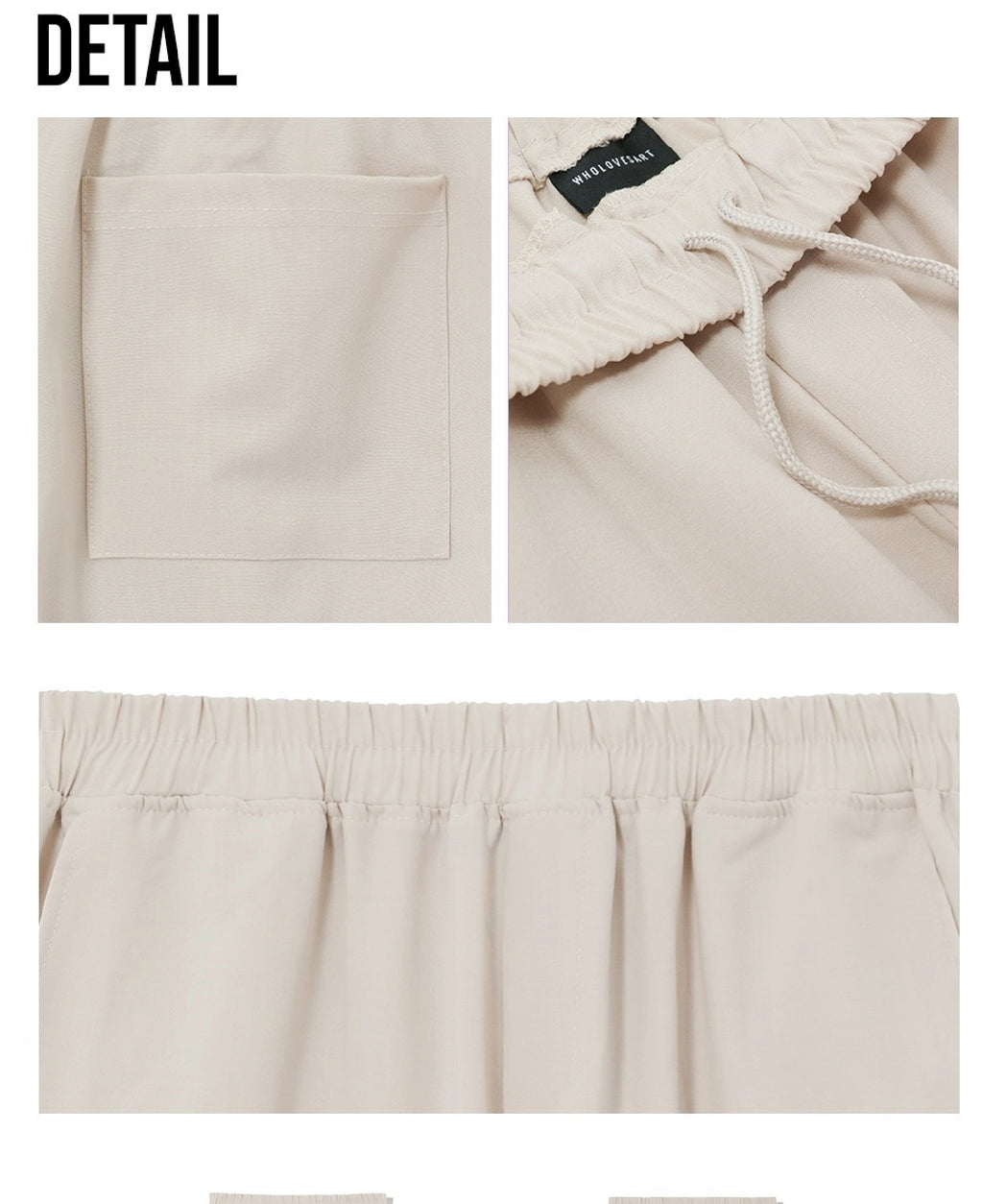 Unisex Semi-Wide Banding Slacks, Cream